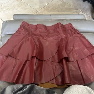 Micas Burgundy Leather Skirt